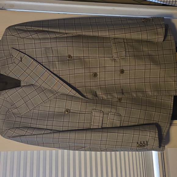 Grey Winston & Lee Double-Breasted Checked Suit Super 150s Wool